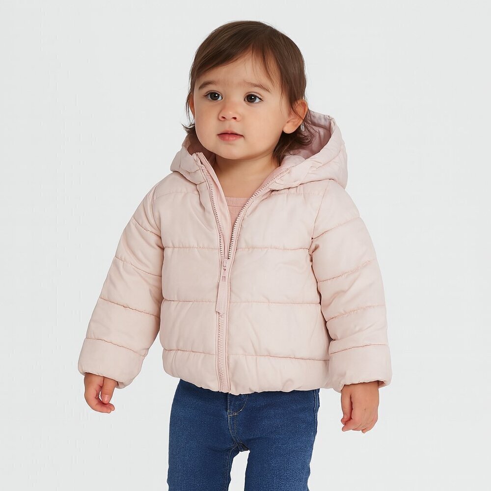 The Childrens Place Light Pink Puffer Jacket Snowboarding Size 3T